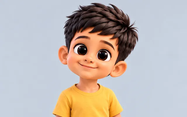 Ayaan looking up with a curious smile